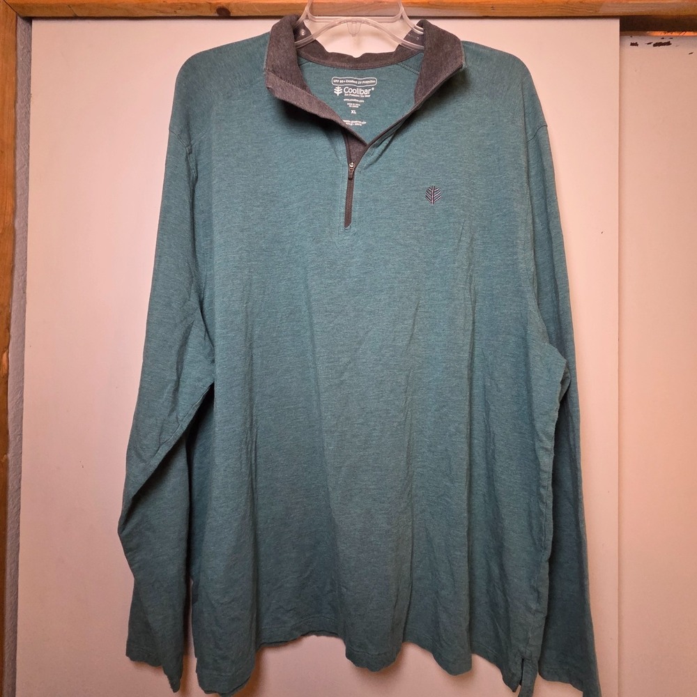 Coolibar Men's Quarter Zip Jacket UPF 50+ Size XL Blue Outdoors Sun Protection